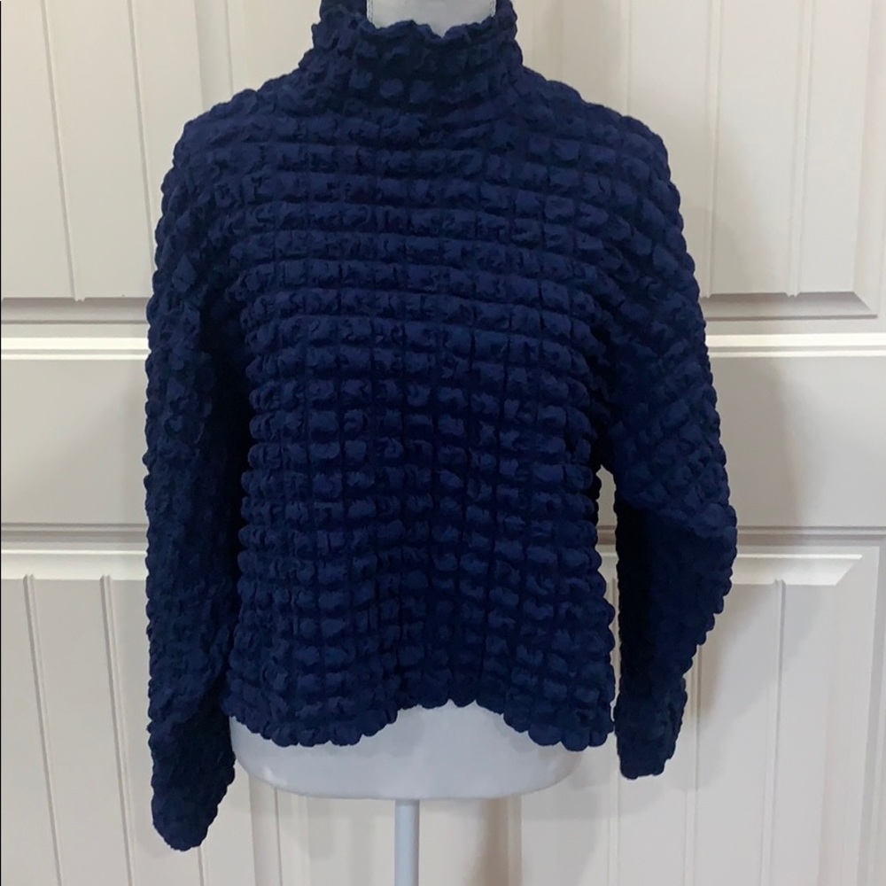 Zara royal blue waffle stretch blouse